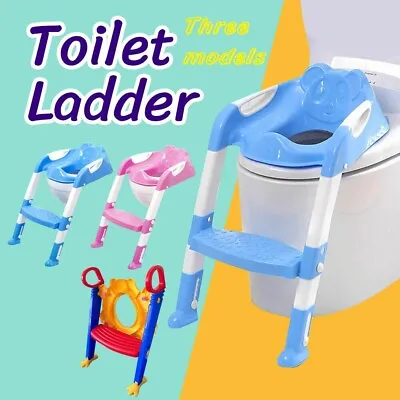 Kids Toilet Ladder Baby Toddler Training Toilet Step Potty Seat Non Slip Trainer • 24.99$
