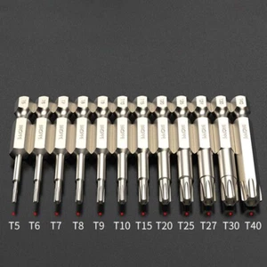 1/4" Hex Shank 50/75/100/150mm Torx Magnetic Screwdriver Drive Drill Bits T5-T40 - Picture 1 of 53