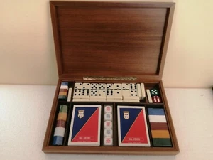 CASSETTA LEGNO DOMINO 125 FICHES 2 POKER DADI DAL NEGRO ANNI '80 - Picture 1 of 5