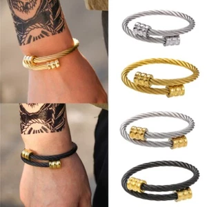 Men's Stainless Steel Silver Gold Black Cuff Bracelet Punk Gothic Biker Jewelry - Picture 1 of 11