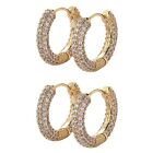  2 Pairs Alloy Round Diamond Earrings Miss Dangle for Women Gold