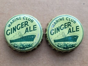 2 rare MARINE CLUB GINGER ALE soda cork lined Quebec bottle caps FREE SHIPPING! - Bild 1 von 7