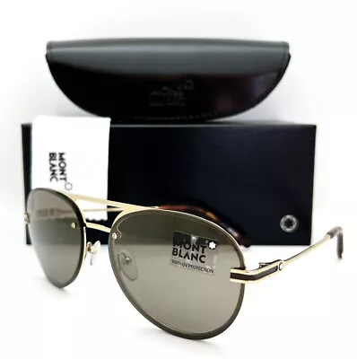 New Mont Blanc Sunglasses 717 S 32G Gold Zeiss Lens 59•17•140 With Case  - Image 1 of 4