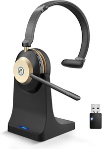 Bluetooth Headset V5.3 Wireless Headset with Mic for Work 45Hrs Computer - Picture 1 of 7