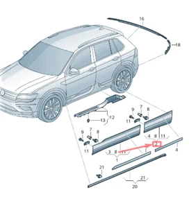 VOLKSWAGEN TIGUAN AD MK2 Rear Left Door Lower Molding 5NA854949MGRU NEW GENUINE - Bild 1 von 2