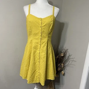 Chelsea & Violet Button Front Mini Dress Crossed back Yellow Mustard Size L NWT - Picture 1 of 11