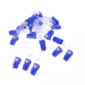 20 Pcs Plastic ID Card Holder Badge Strap Clip Fastener Blue Clear - Picture 1 of 1