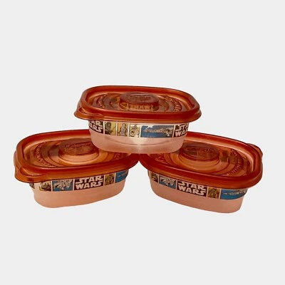 Star Wars Glad Gladware Plastic Containers Red Lids 3 Snack Small Rectangle ￼ - Image 1 of 4