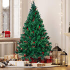 5/6/7ft Christmas Tree Bushy Artificial Tree with Pine Cones Metal Stand Decor
