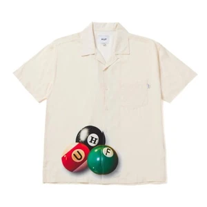 HUF BILLIARDS Short Sleeve Woven Top - Off White - Size XS - NWT - Picture 1 of 4