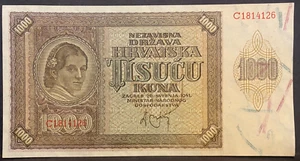 CROAZIA, 1941, 1000 Kune, biglietto/cartamoneta, non circolato, come nuovo croccante - Foto 1 di 2
