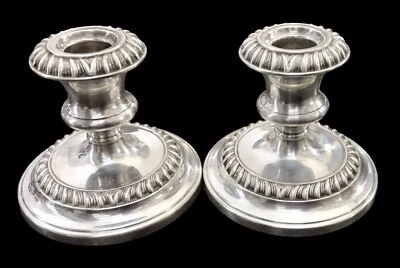 "Hermoso par de candelabros vintage GERO fiesta plisada plateada ~ 3 1/2""" Foto 1 de 4