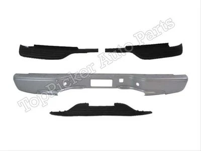 Barra de parachoques trasero de alta resistencia plateada superior almohadilla baja para 99-07 GMC SIERRA FLEETSIDE 4P Foto 1 de 4