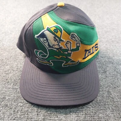 Vintage 90s Notre Dame Hat Fighting Irish Leprechaun Swirl Snapback Twins Enterp - Image 1 of 4