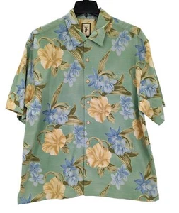 Jamaica Jaxx Hawaiian Button Up Shirt Men Size XL 100% Silk Floral Tropical Boho - Picture 1 of 13