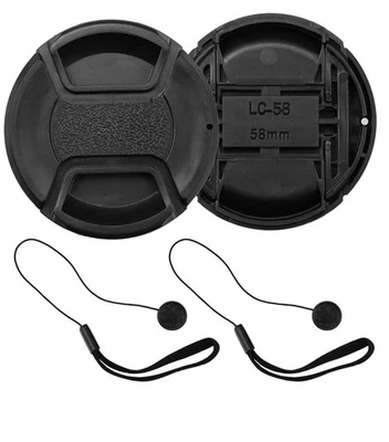 2xPack 58mm Black Lens Cap Cover for Canon EOS 4000D 2000D 1300D 1200D 850D 800D - Image 1 of 4