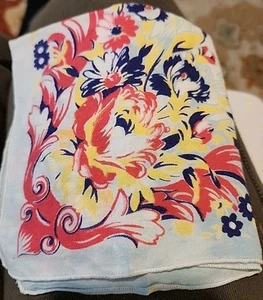 Fazzoletto vintage floreale cotone fazzoletto fenoia e margherita anni 50 multicolore - Foto 1 di 3