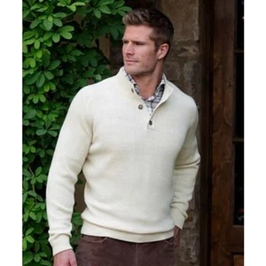 Suéter Peter Millar Digby 3 Botones Cuello Simulado Lana Cachemira Talla L en Marfil Nuevo con Etiquetas - Imagen 1 de 12