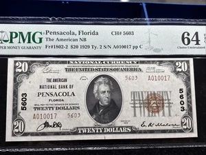 1929 $20 American National Bank PENSACOLA Florida National Currency CH 5603 Ty2 - Picture 1 of 18