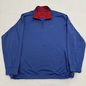 Vineyard Vines Nine Mile Performance Shirt Mens XL Blue 1/4 Zip Raglan Whale - Picture 1 of 9