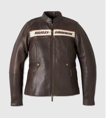 Harley Davidson Women's Victory Lane Leather Jacket, Brown - Size: Small - Image 1 of 4