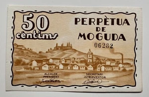 Billete Local / Municipal PERPETUA DE MOGUDA 50 Centimos 1937 SC. . Guerra Civil - Imagen 1 de 2