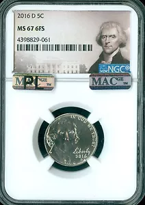 2016 D JEFFERSON NICKEL NGC MS67 FS MAC PL PQ 2ND FINEST REGISTRY . - Picture 1 of 4