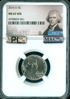 2016 D JEFFERSON NICKEL NGC MS67 FS MAC PL PQ 2ND FINEST REGISTRY .  - Image 1 of 4