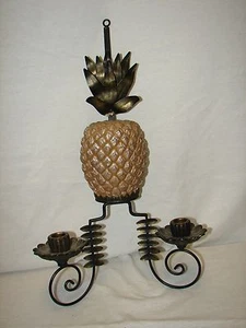 Vintage Metal with Resin Pineapple Wall Sconce Holds 2 candles - Picture 1 of 6