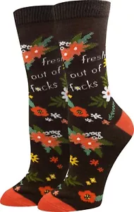 Calcetines Crew para Mujer Frescos Fuera de F*cks Talla 9-11 Marrón Calcetín Puerto Moda Nuevos - Imagen 1 de 1