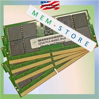 128GB 4x 32GB SODIMM DDR5 4800MHz RAM Compatible w/ ThinkStation P3, P360 Ultra - Image 1 of 4