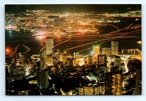 Hong Kong Postcard Hong Kong and Kowloon at Night 4x6 inches - Picture 1 of 2