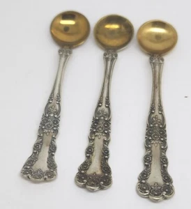 SET DI 3 RARI CUCCHIAI DI SALE STERLING BORHAM ANTICO 2 3/4" NO MONO - Foto 1 di 4