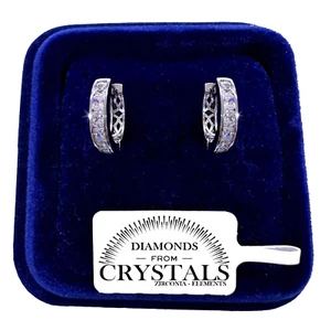 Cerchi 12mm Orecchini Uomo Donna pl. oro Bianco 18K con cristalli Zirconi 0/42 - Foto 1 di 3
