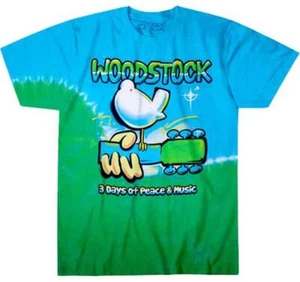 Mens T-shirt Liquid Blue Woodstock Graffiti Tie Dye - Picture 1 of 1