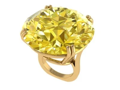 75ct Cocktail Party Ring inspired 925 Sterling Silver Yellow Round - Shaped Gift - Image 1 of 4