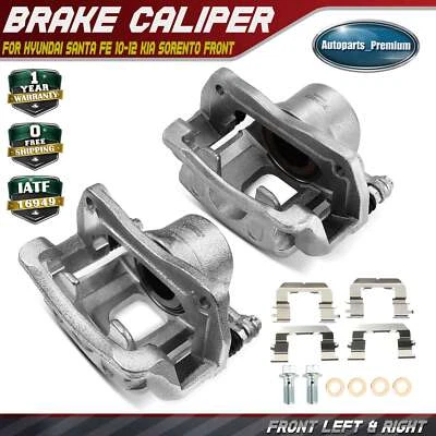 Par de pinzas de freno de disco delanteras con soporte para Hyundai Santa Fe 10-12 Kia Sorento Foto 1 de 4