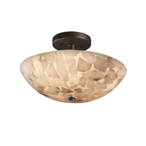 Justice Design Alabaster Rocks! 2-LT 14" Rnd Semi Flush, BK - ALR-9690-35-MBLK - Picture 1 of 1
