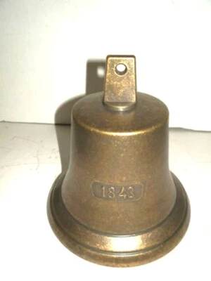Riproduzione Campana campanello in ottone brunito 1843 da appendere 21,5 cm