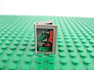 LEGO Old Dk Gray Book 2x3 Minifigure w/Dragon & Spider Pttn 4707 4721 #33009px4 - Picture 1 of 3