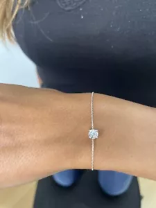 14k White Gold Round Lab Created Diamond Bracelet F/VS 0.6 Ct Prong Set - Picture 1 of 5
