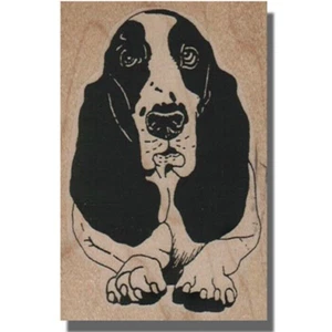 Mounted Rubber Stamp, BASSET HOUND, Dog Stamp, Animal,Face,Eyes,Animals,Pets,Pup - Picture 1 of 3