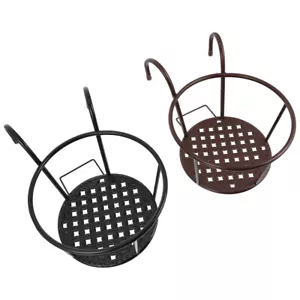 2 PCS Wall Hanging Flower Stand Deck Railing Container Holder Balcony Pot - Picture 1 of 12