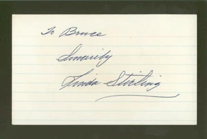 LINDA STERLING Signed 3x5 Index Card Tiger Woman / Jesse James Autograph Card - Picture 1 of 2