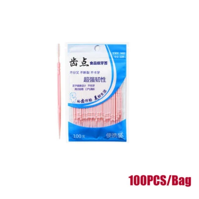 100pcs Double-ended Disposable Toothpicks Dental Floss Interdental Brush Kits - Image 1 of 4