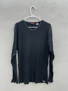 Maglione donna Union Bay taglia XL nero a costine scollo a V manica lunga - Foto 1 di 10
