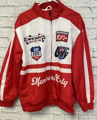 New Members Only Windbreaker Jacket mens sz Large team racing red zipper - Image 1 of 4