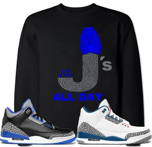 Suéter Js ALL DAY R3 Azul a Juego con Air Js Retro 3 Zapatos Deportivos Azul - Imagen 1 de 17