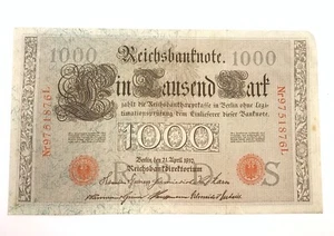 Billete del Reichsbank 1000 marcos / Reichsmark 21 de abril de 1910 / N.o 9751876 L. - Imagen 1 de 2