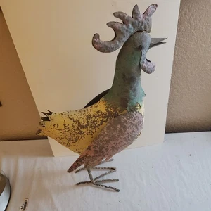 Gallo de metal envejecido rústico Lg pollo arte popular granja 21"  - Imagen 1 de 8